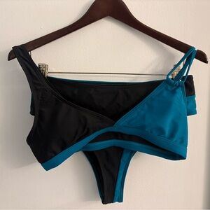 Two-Tone Black & Teal Bikini Set